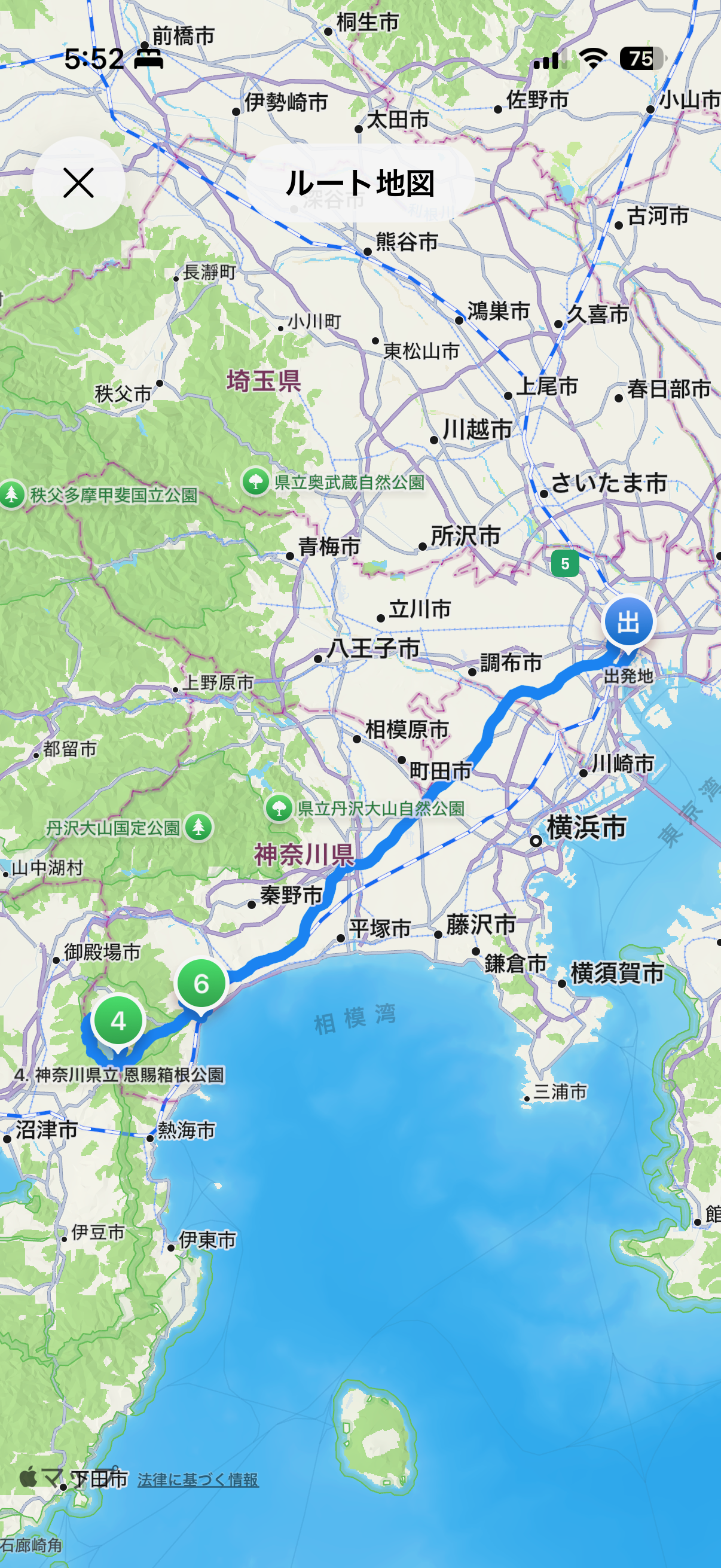 ルート地図画面