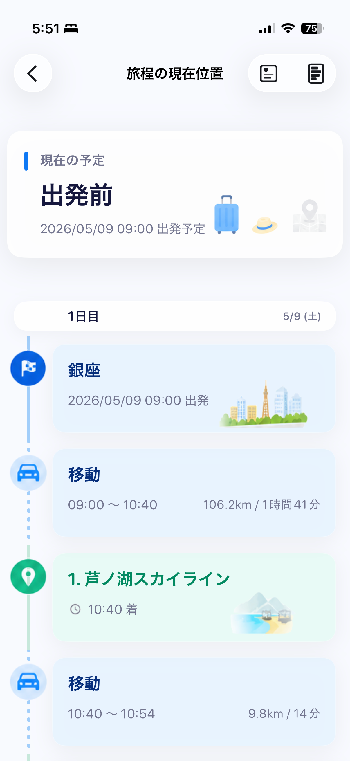 旅程の現在位置画面