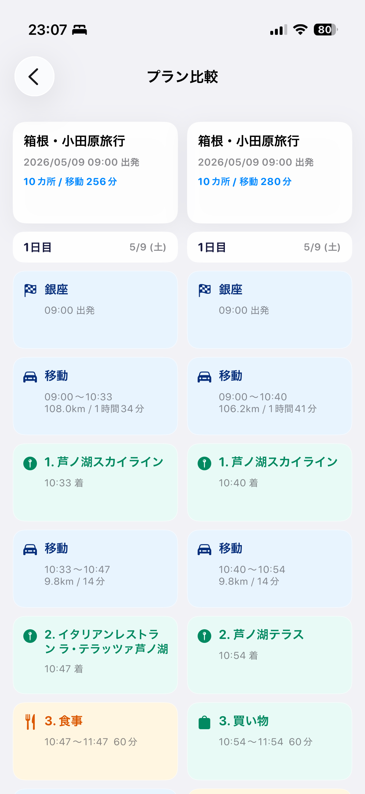 プラン比較画面