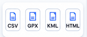 CSV / GPX / KML / HTML 出力