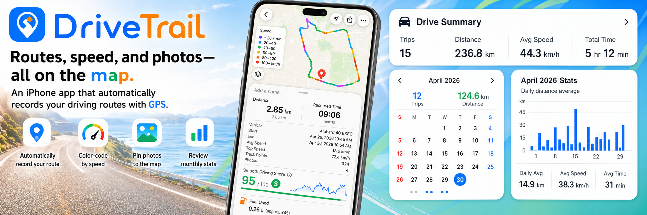 DriveTrail — driving route recorder app